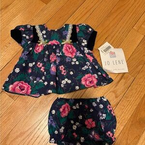Sears Floral Diaper Cover Set - Navy and Pink